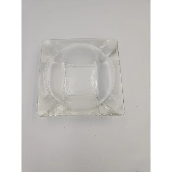 Vintage Anchor Hocking Clear Glass Square Ashtray 4 1/2" Perfect - Picture 1 of 5